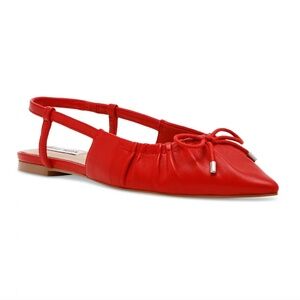 Steve Madden Women's "Laylah" Red Pointed-Toe Pleated Slingback Flats Size: 6